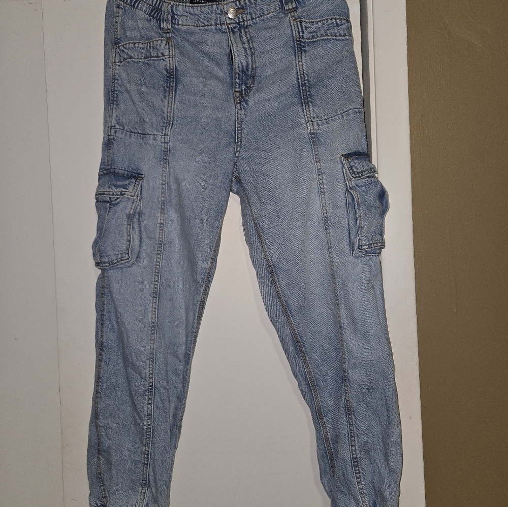 Aeropostale Women's Light Blue Baggy Jogger/cargo Style Jeans